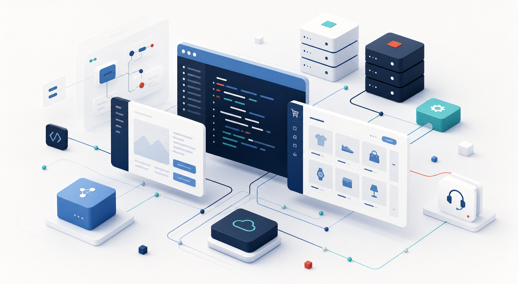 Архитектура web-проекта с интерфейсами, серверными модулями и интеграциями